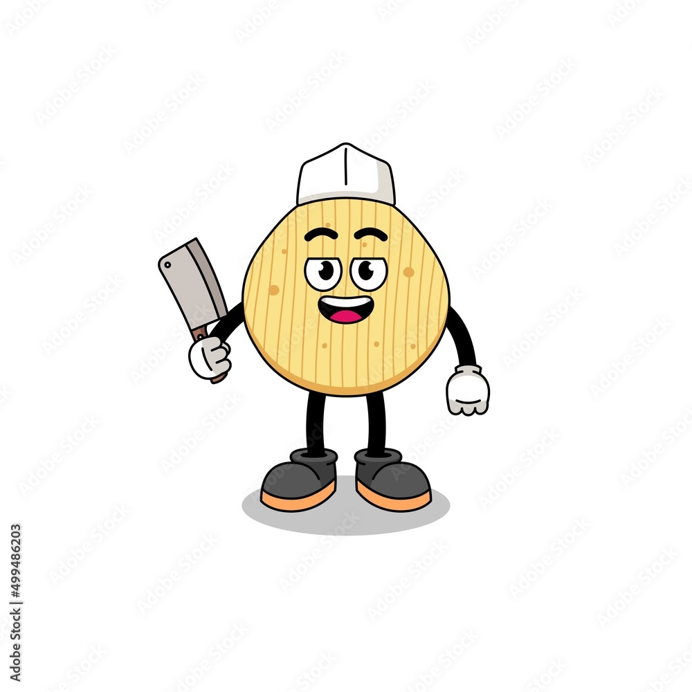 Mascot of potato chip as a butcher Mascot of potato chip as a butcher