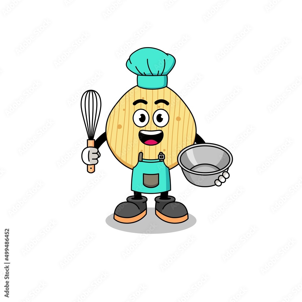 Illustration of potato chip as a bakery chef Illustration of potato chip as a bakery chef