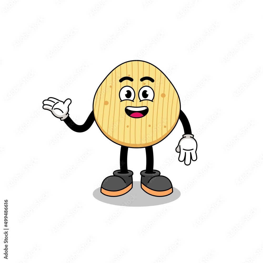 potato chip cartoon with welcome pose potato chip cartoon with welcome pose