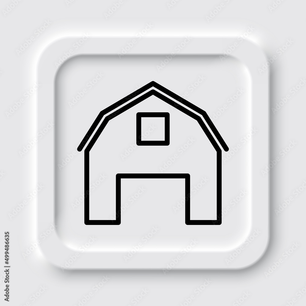 Barn simple icon. Flat design. Neumorphism design.ai Barn simple icon. Flat design. Neumorphism design.ai
