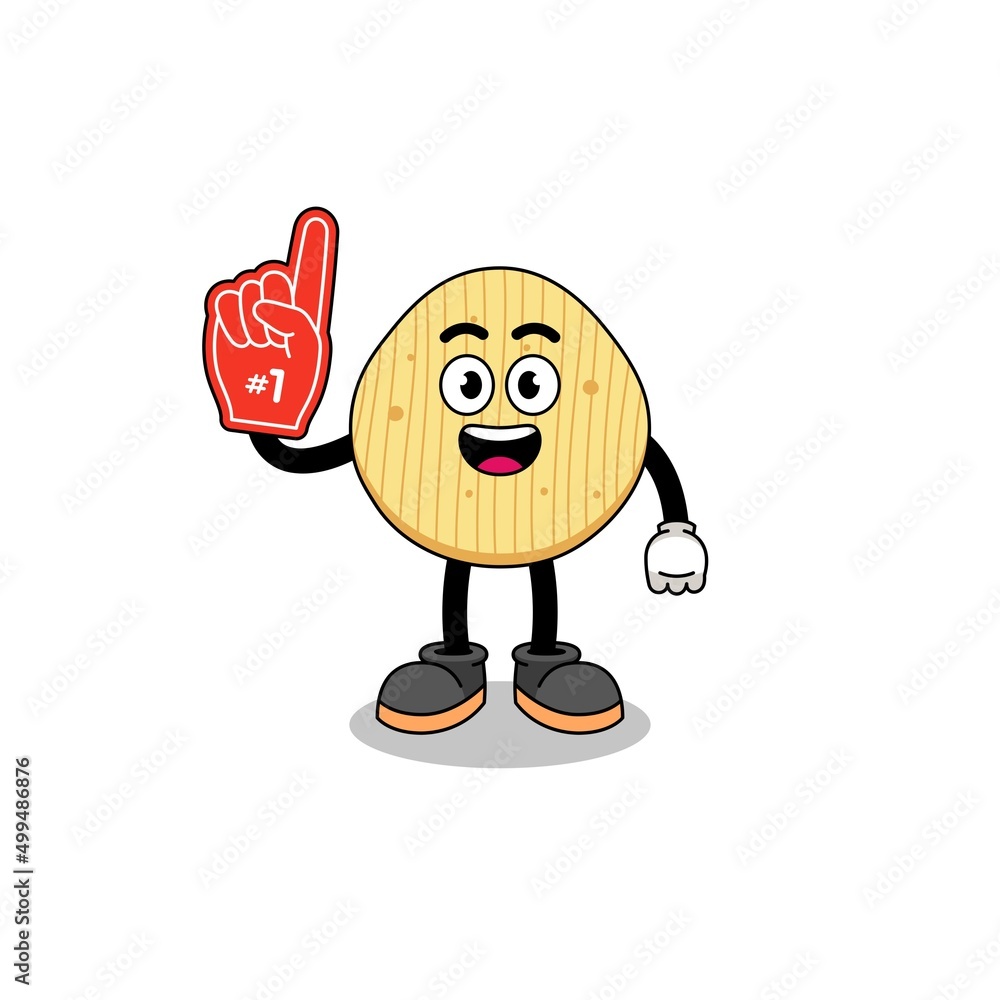Cartoon mascot of potato chip number 1 fans