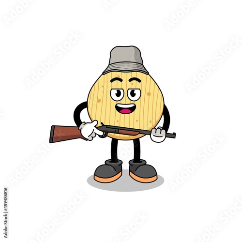 Cartoon Illustration of potato chip hunter