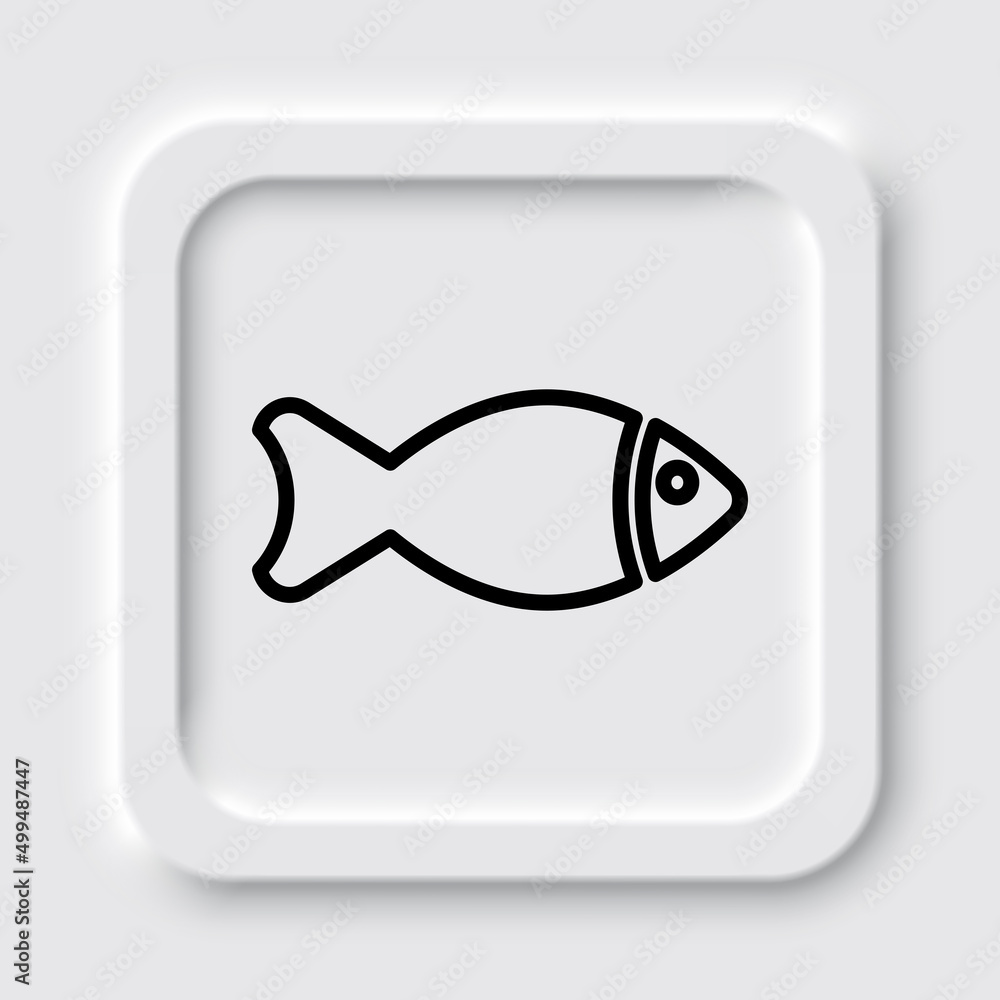Fish simple icon. Flat design. Neumorphism design.ai Fish simple icon. Flat design. Neumorphism design.ai