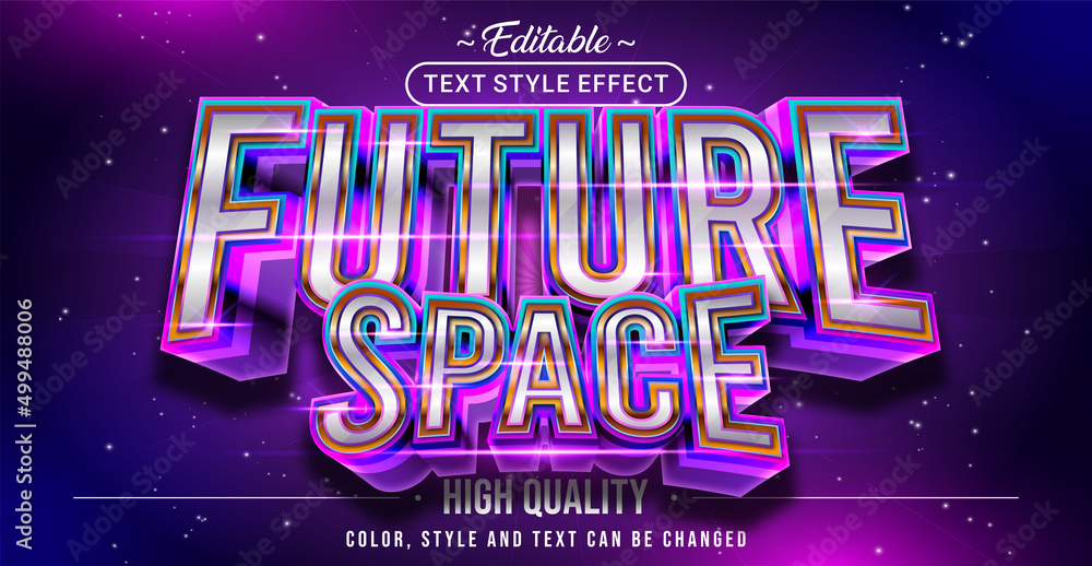 Editable text style effect - Future Space text style theme.