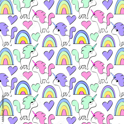 Unicorn Rainbow Hearts Pattern