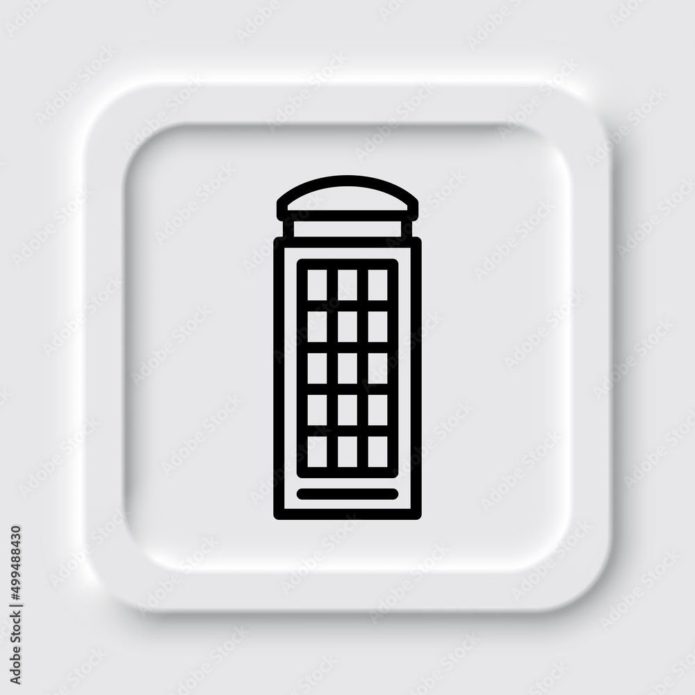 Phone booth simple icon. Flat design. Neumorphism design.ai Phone booth simple icon. Flat design. Neumorphism design.ai