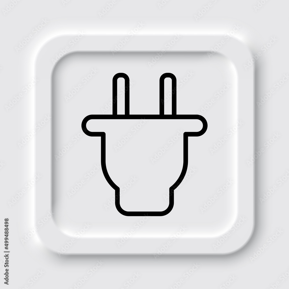 Plug simple icon. Flat design. Neumorphism design.ai Plug simple icon. Flat design. Neumorphism design.ai