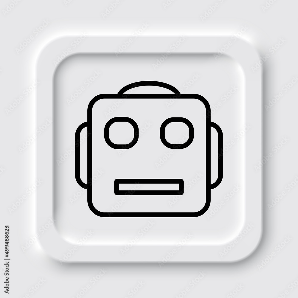 Robot simple icon. Flat design. Neumorphism design.ai Robot simple icon. Flat design. Neumorphism design.ai