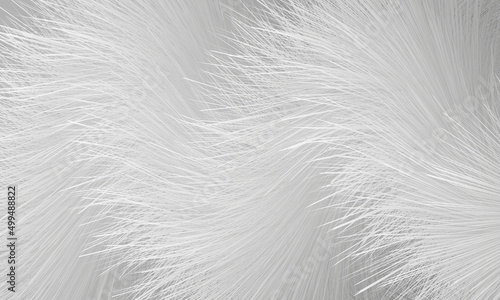 White fur vector abstract background. Light gray shaggy furry 3d hair texture. Fluffy white abstract background. Vector illustration