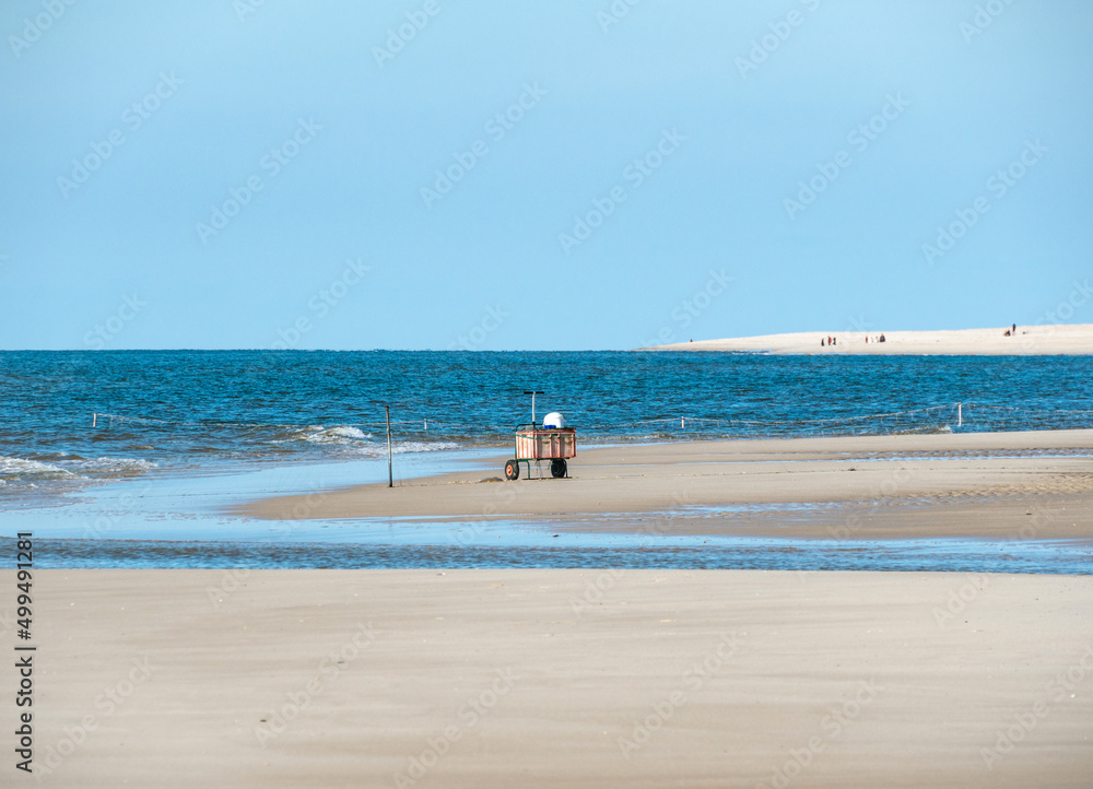 Westrand close to List on the island Sylt with a pushcart to store fish Westrand close to List on the island Sylt with a pushcart to store fish