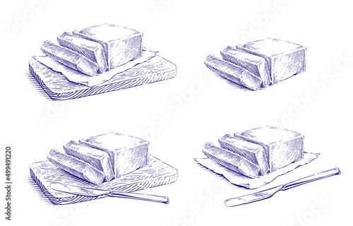 butter hand drawing sketch engraving illustration style