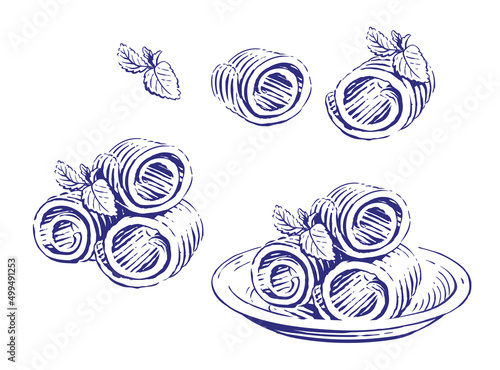 butter hand drawing sketch engraving illustration style