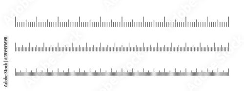 Medical or meteorological thermometer graphic scale set. Horizontal templates for measuring tool isolated on white background. Vector outline illustration.