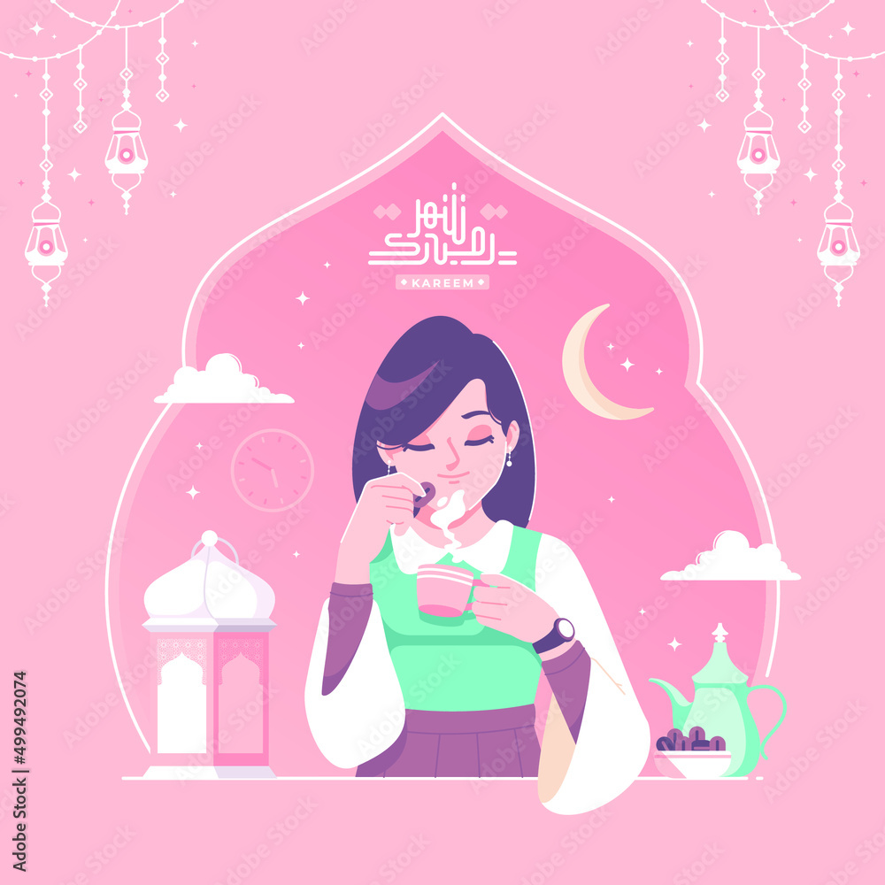 eat dates fruit and drink tea illustration arabic calligraphy means ramadan eat dates fruit and drink tea illustration arabic calligraphy means ramadan