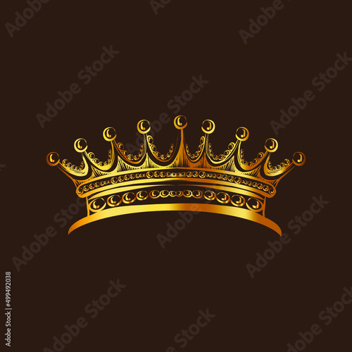 gold crown with diamonds, hand-drawn crown vector icon design template