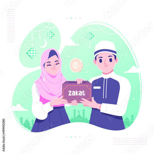 zakat or obligatory charity illustration background