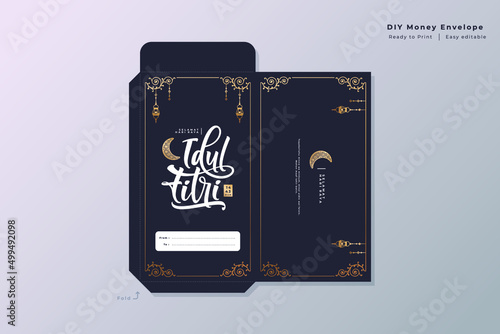 elegant golden eid mubarak money envelope template design words idul fitri means indonesian eid mubarak