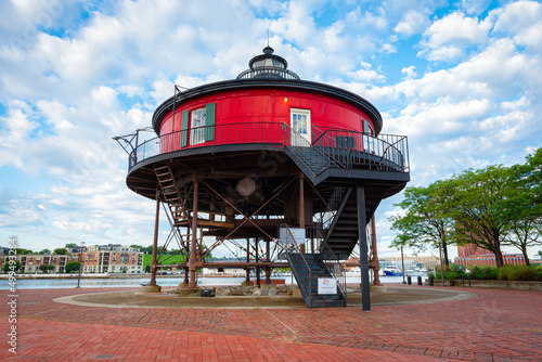 Seven Foot Knoll Lighthouse is the oldest screw-pile lighthouse in Inner Harbor Baltimore, Maryland, USA.