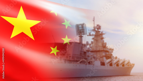 Warships on the background ...