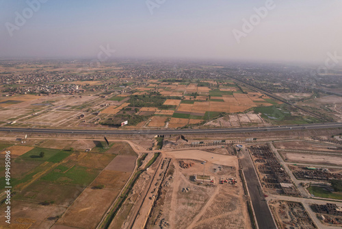 aerial view of Pakistani agricultural farms at kala shah kako photo