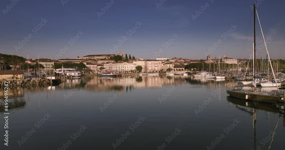 Aerial view of a lake town on a beautiful quiet morning Aerial view of a lake town on a beautiful quiet morning