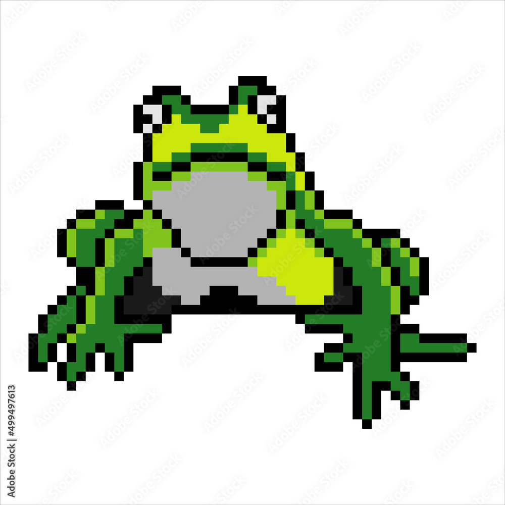 Fototapeta premium Frog with pixel art. Vector illustration.