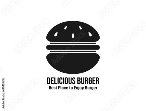 Burger silhouette with bold fill for restaurant logo with burger main menu