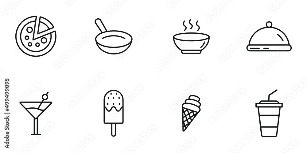 food and drink icons set . food and drink pack symbol vector elements for infographic web food and drink icons set . food and drink pack symbol vector elements for infographic web