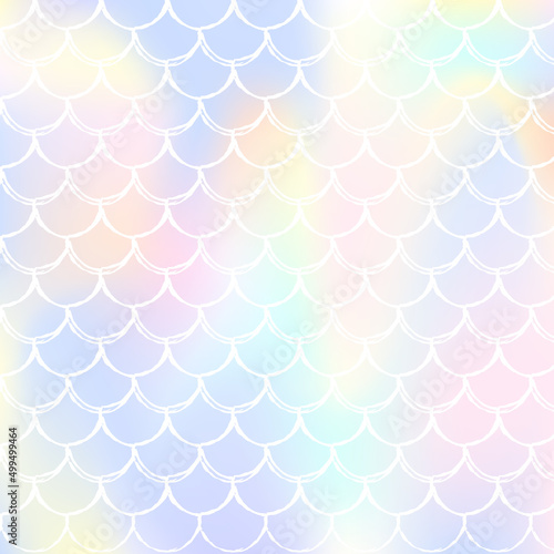 Mermaid scales background with holographic gradient.