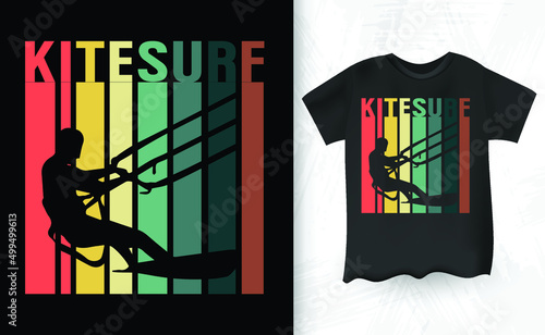 Born To Kite Kitesurfing Forced To Work Funny Retro Vintage Lover Funny Kite Surfing Kiteboarder Kitesurf Kitesurfing T-Shirt Design