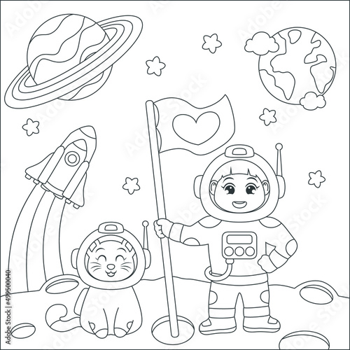 coloring astronaut girl