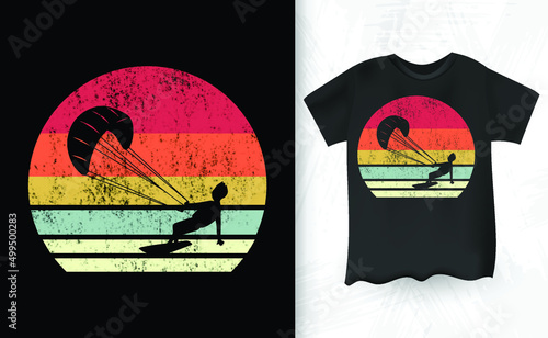 Funny Retro Vintage Lover Funny Kite Surfing Kiteboarder Kitesurf Kitesurfing T-Shirt Design