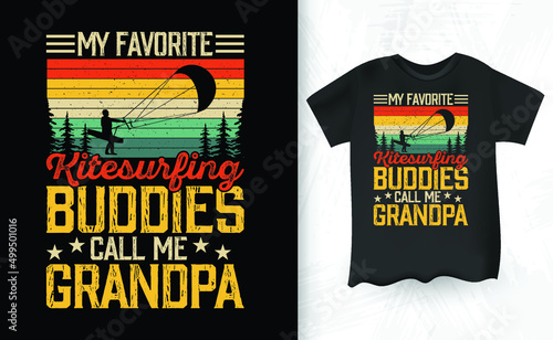 Kiteboarding Dad Lover Funny Retro Vintage Lover Funny Kite Surfing Kiteboarder Kitesurf Kitesurfing T-Shirt Design