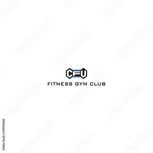physical fitness gym logo design built from abstract letters C, F, and U isolated with abstract burble shape also suitable for businesses or brands with initial name CFU or UFC