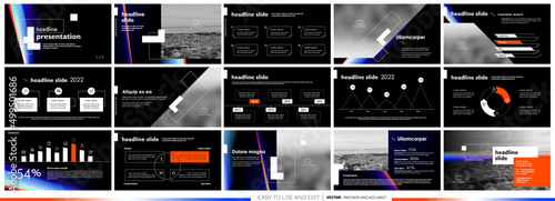 Creative presentation templates elements on a black background. Vector infographics. Use in Presentation, flyer and leaflet, corporate report, marketing, advertising, annual report, banner.