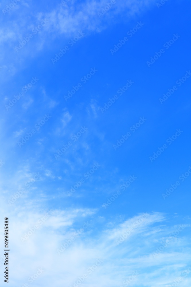 空 白い薄雲が美しい青空 縦