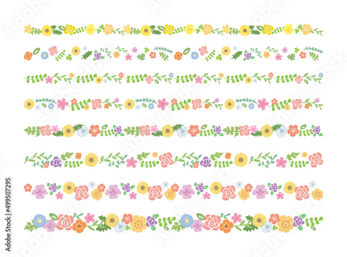 かわいい手描き春の草花の線セット