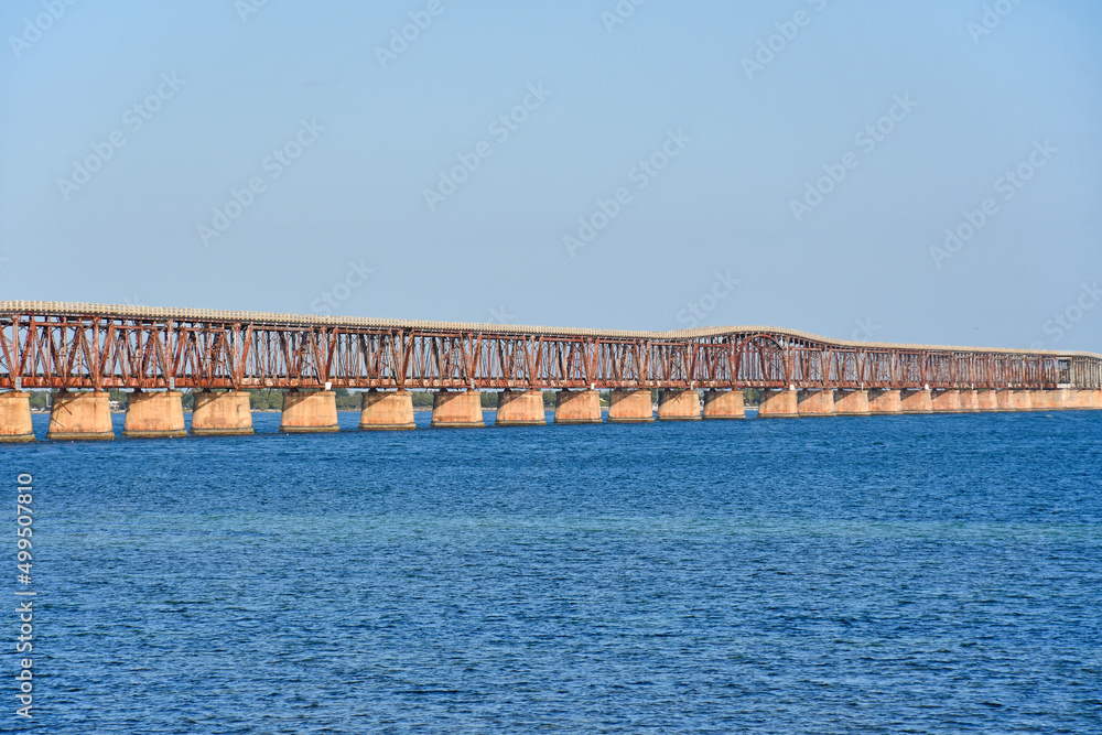 Historic old train railway bridge in Florida Keys near he famous and popular Bahia Honda State Park. Historic old train railway bridge in Florida Keys near he famous and popular Bahia Honda State Park.