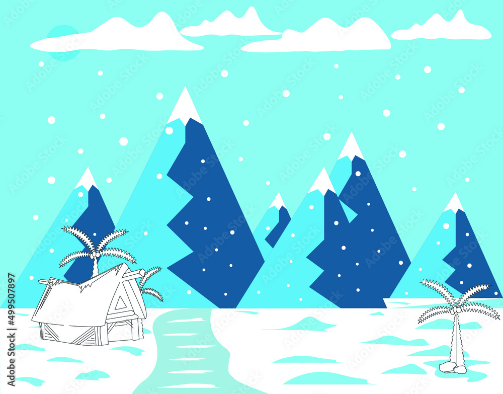 winter in mountains vector design