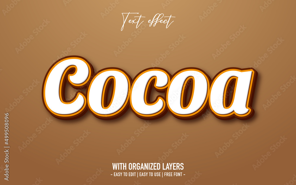 cocoa text effect in 3d style cocoa text effect in 3d style