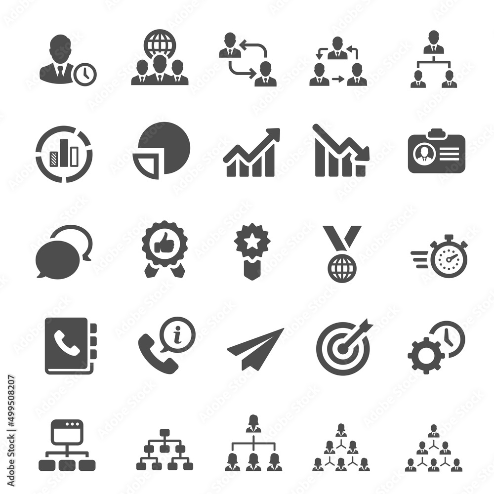 Fototapeta premium Business people, human resources, office management - web icon set. Simple vector illustration
