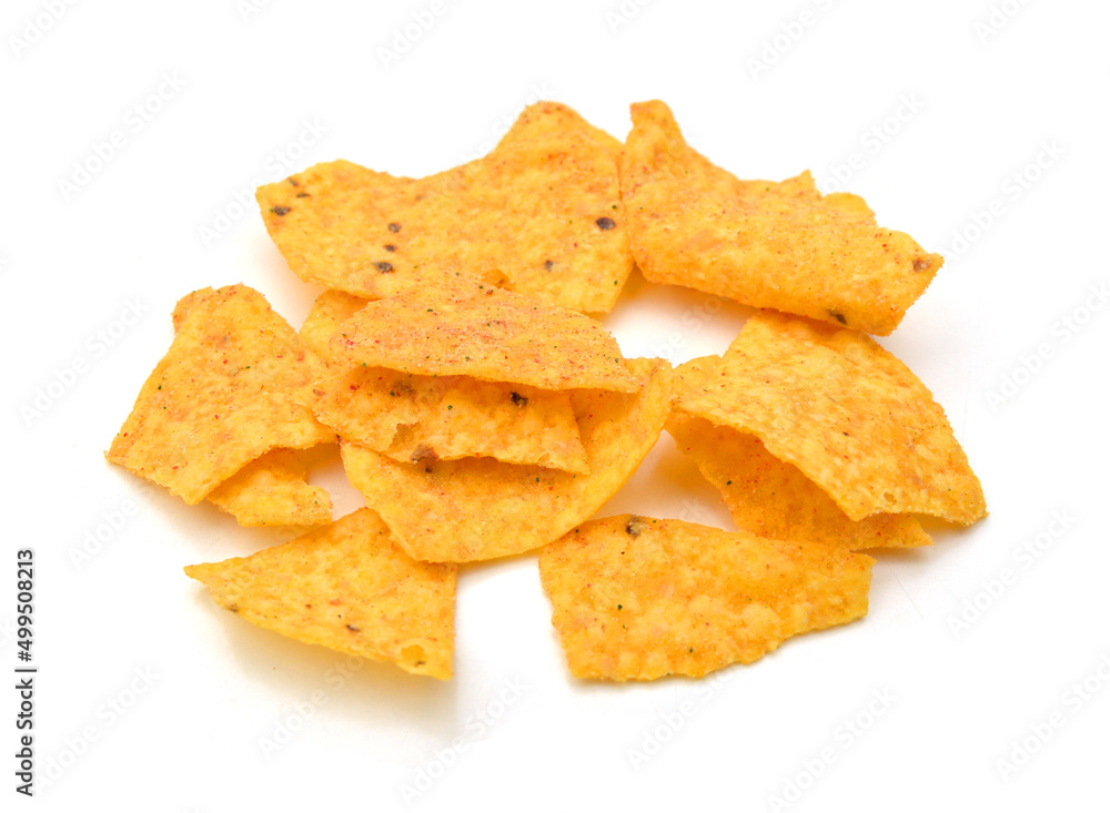 Ttortilla chips isolated on white background