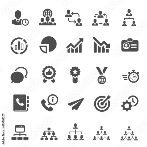 Business people, human resources, office management - web icon set. Simple vector illustration