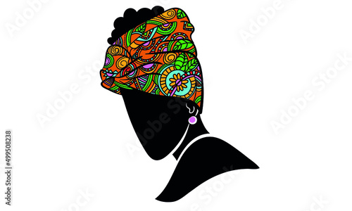 Illustration beautiful woman in colorful turban