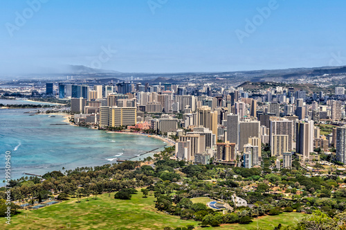 Landscapes atop and around Diamond Head volcanic crater on Oahu