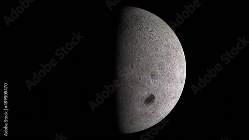 Full moon to new moon. Looping 3D animated timelapse of the phases of the Moon. 4k, 3d rendering complete cycle animation of Moon on black background.