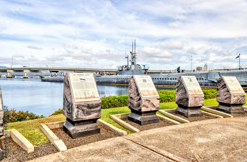 Pearl Harbor, Hawaii - March 25, 2022: Exhibits in the Pearl Harbor and USS Arizona Memorial in Honolulu