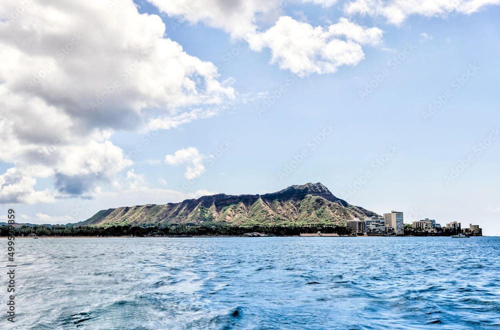 Landscapes and skylines of Waikiki and Diamond Head on Oahu