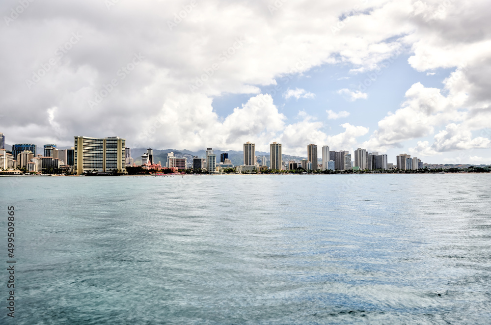 Landscapes and skylines of Waikiki on Oahu
