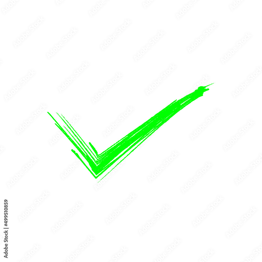 hand-drawn green checkmark icon. Tick symbol in green color vector hand-drawn green checkmark icon. Tick symbol in green color vector